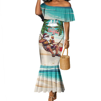Afro Christmas in Liberia Mermaid Dress Santa Chill on Tropical Beach - African Pride