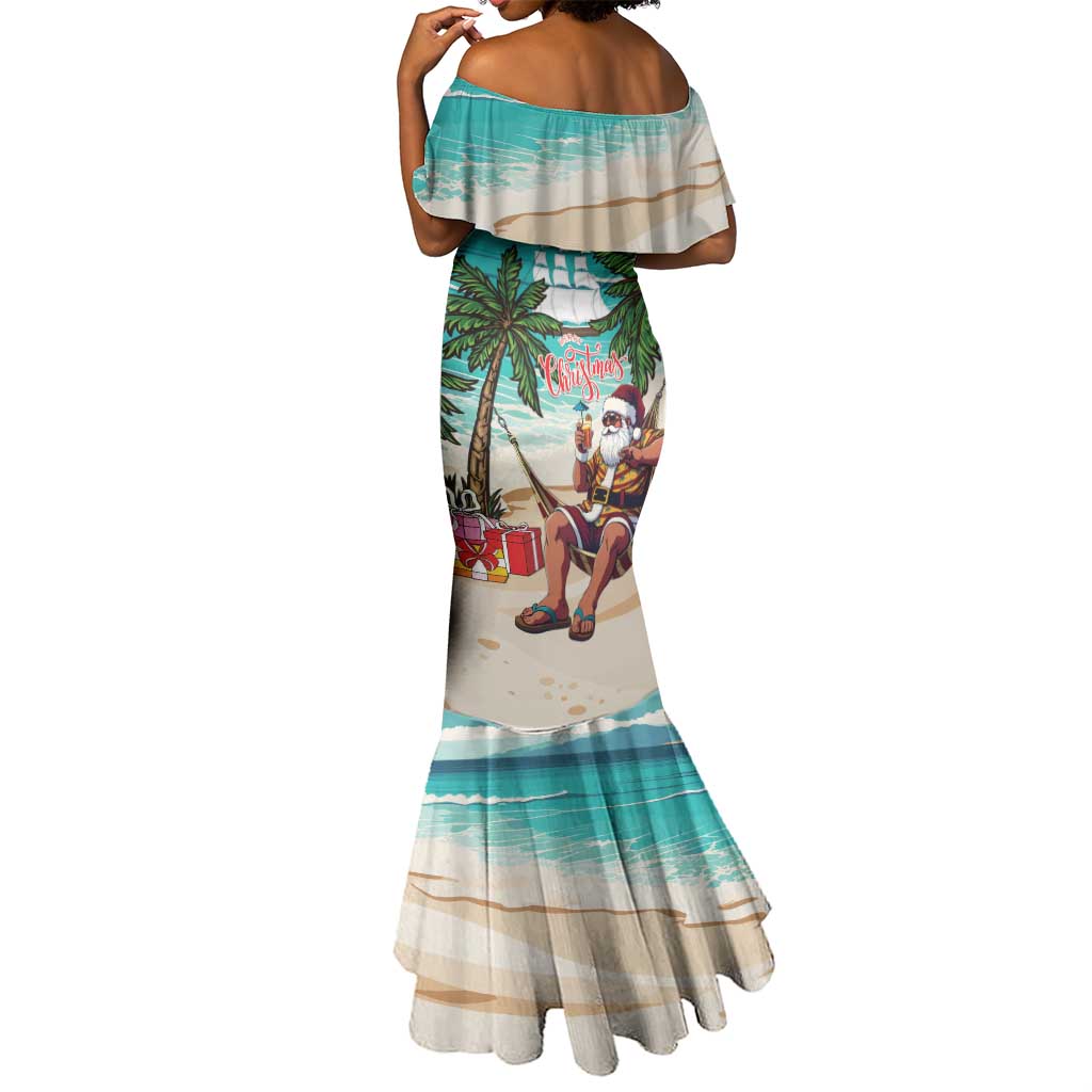 Afro Christmas in Liberia Mermaid Dress Santa Chill on Tropical Beach - African Pride