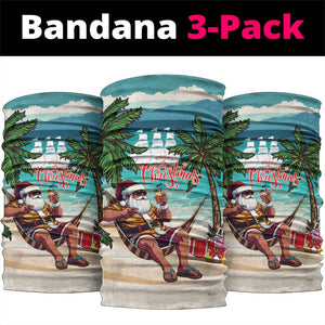 Afro Christmas in Liberia Neck Gaiter Santa Chill on Tropical Beach - African Pride