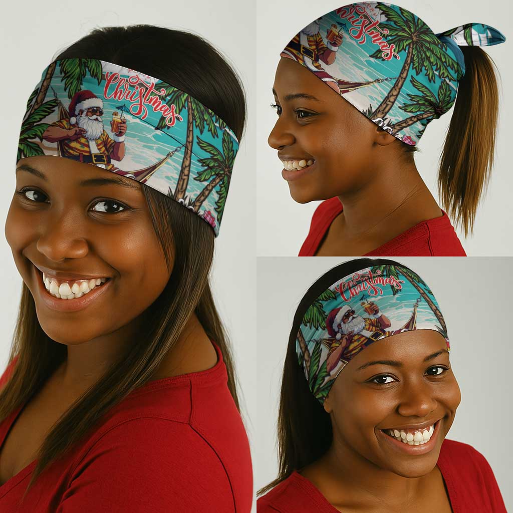 Afro Christmas in Liberia Neck Gaiter Santa Chill on Tropical Beach - African Pride