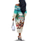 Afro Christmas in Liberia Off The Shoulder Long Sleeve Dress Santa Chill on Tropical Beach - African Pride