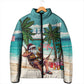Liberia Christmas Padded Jacket Santa Chill on Tropical Beach