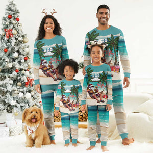 Afro Christmas in Liberia Christmas Pajama Set Santa Chill on Tropical Beach - African Pride
