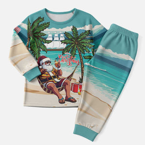 Afro Christmas in Liberia Christmas Pajama Set Santa Chill on Tropical Beach - African Pride