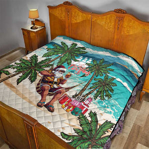 Afro Christmas in Liberia Quilt Santa Chill on Tropical Beach - African Pride