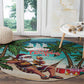Afro Christmas in Liberia Round Carpet Santa Chill on Tropical Beach - African Pride