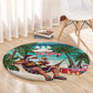 Afro Christmas in Liberia Round Carpet Santa Chill on Tropical Beach - African Pride