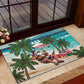 Afro Christmas in Liberia Rubber Doormat Santa Chill on Tropical Beach - African Pride