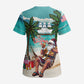 Liberia Christmas Scrub Top Santa Chill on Tropical Beach - African Pride