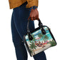 Afro Christmas in Liberia Shoulder Handbag Santa Chill on Tropical Beach - African Pride