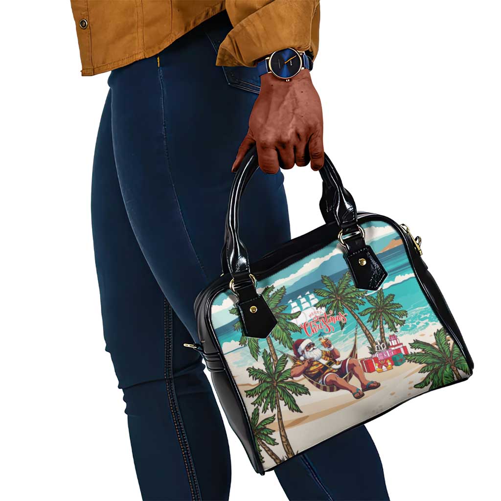 Afro Christmas in Liberia Shoulder Handbag Santa Chill on Tropical Beach - African Pride