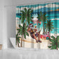 Afro Christmas in Liberia Shower Curtain Santa Chill on Tropical Beach - African Pride