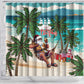 Afro Christmas in Liberia Shower Curtain Santa Chill on Tropical Beach - African Pride
