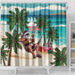 Afro Christmas in Liberia Shower Curtain Santa Chill on Tropical Beach - African Pride