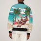 Afro Christmas in Liberia Sleeve Zip Bomber Jacket Santa Chill on Tropical Beach - African Pride