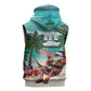 Afro Christmas in Liberia Sleeveless Hoodie Santa Chill on Tropical Beach - African Pride