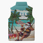 Liberia Christmas Sleeveless Puffer Jacket Santa Chill on Tropical Beach