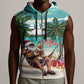 Afro Christmas in Liberia Sleeveless Zip Hoodie Santa Chill on Tropical Beach - African Pride