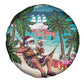 Afro Christmas in Liberia Spare Tire Cover Santa Chill on Tropical Beach - African Pride