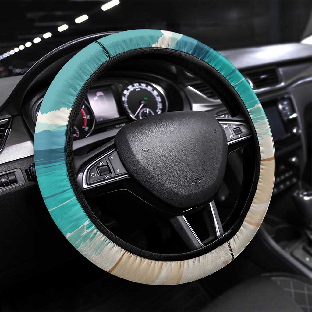 Afro Christmas in Liberia Steering Wheel Cover Santa Chill on Tropical Beach - African Pride