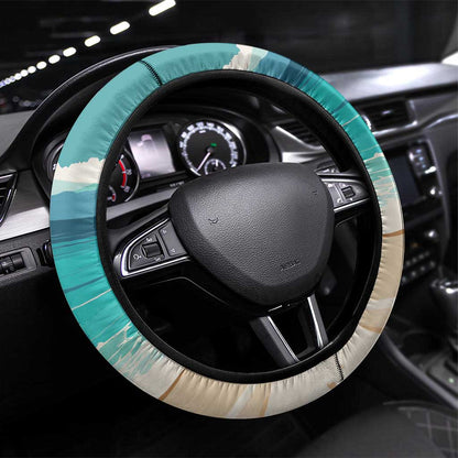 Afro Christmas in Liberia Steering Wheel Cover Santa Chill on Tropical Beach - African Pride