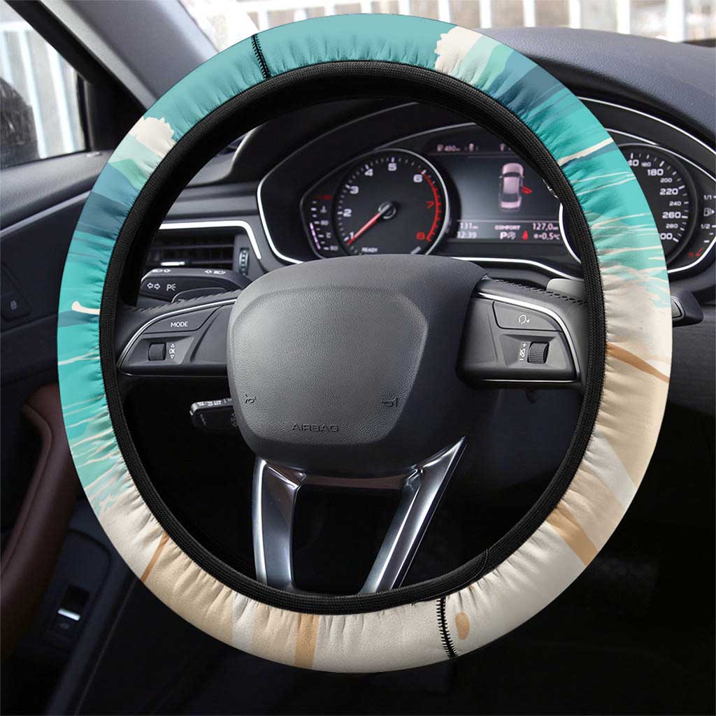 Afro Christmas in Liberia Steering Wheel Cover Santa Chill on Tropical Beach - African Pride