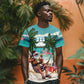 Afro Christmas in Liberia T shirt Santa Chill on Tropical Beach - African Pride