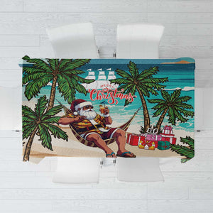 Afro Christmas in Liberia Tablecloth Santa Chill on Tropical Beach - African Pride