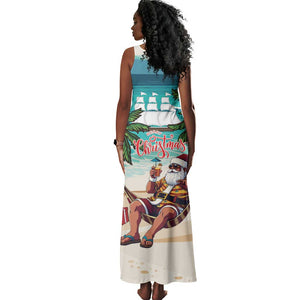 Afro Christmas in Liberia Tank Maxi Dress Santa Chill on Tropical Beach - African Pride
