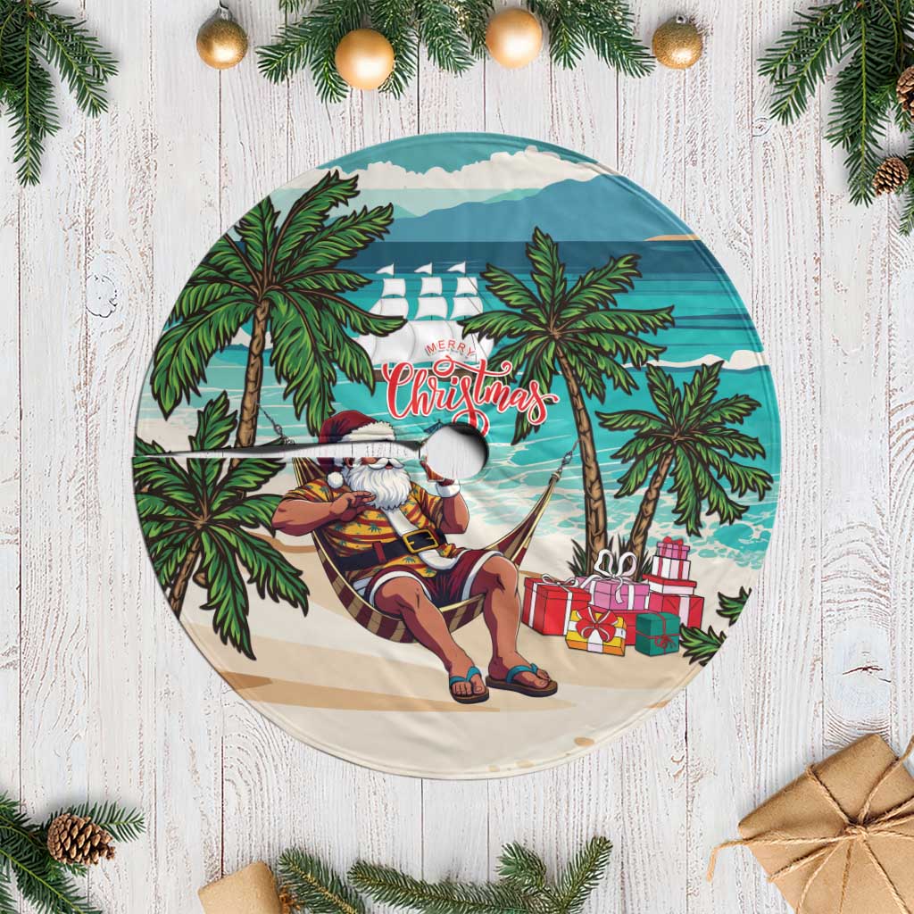 Afro Christmas in Liberia Tree Skirt Santa Chill on Tropical Beach - African Pride