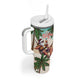 Afro Christmas in Liberia Tumbler With Handle Santa Chill on Tropical Beach - African Pride