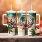 Afro Christmas in Liberia Tumbler With Handle Santa Chill on Tropical Beach - African Pride