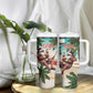 Afro Christmas in Liberia Tumbler With Handle Santa Chill on Tropical Beach - African Pride