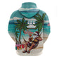 Afro Christmas in Liberia Zip Hoodie Santa Chill on Tropical Beach - African Pride