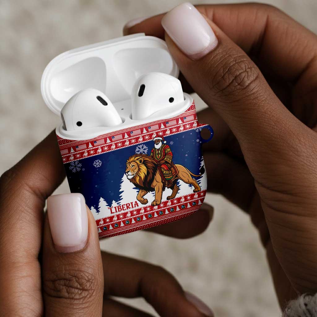 Liberia Christmas AirPods Case Black Santa Riding Lion - Merry Christmas