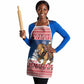 Liberia Christmas Apron Black Santa Riding Lion - Merry Christmas