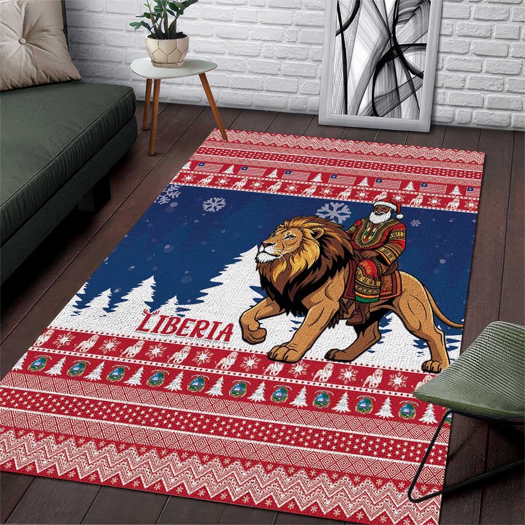 Afro Christmas in Liberia Area Rug Black Santa Riding Lion - Merry Christmas - African Pride