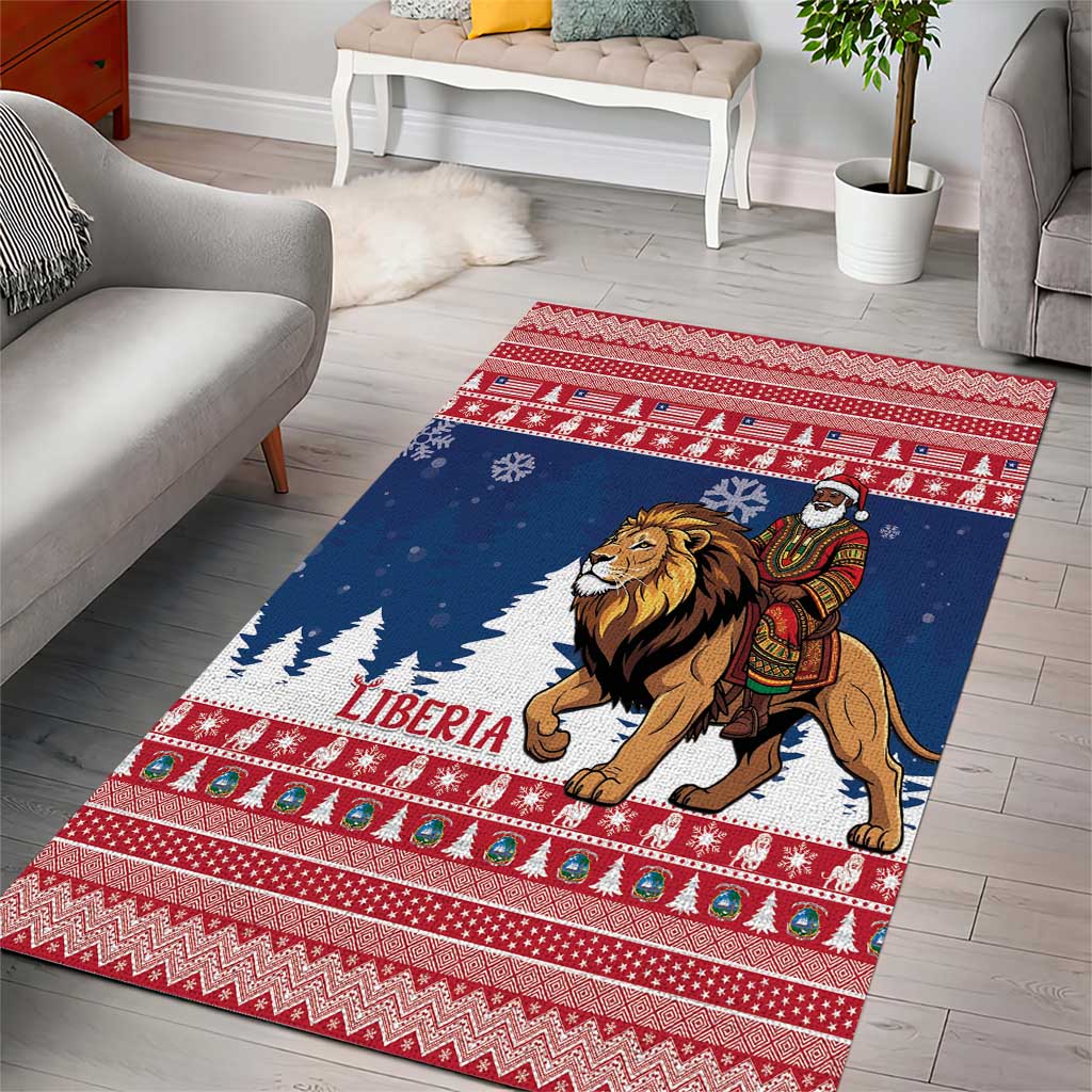 Afro Christmas in Liberia Area Rug Black Santa Riding Lion - Merry Christmas - African Pride