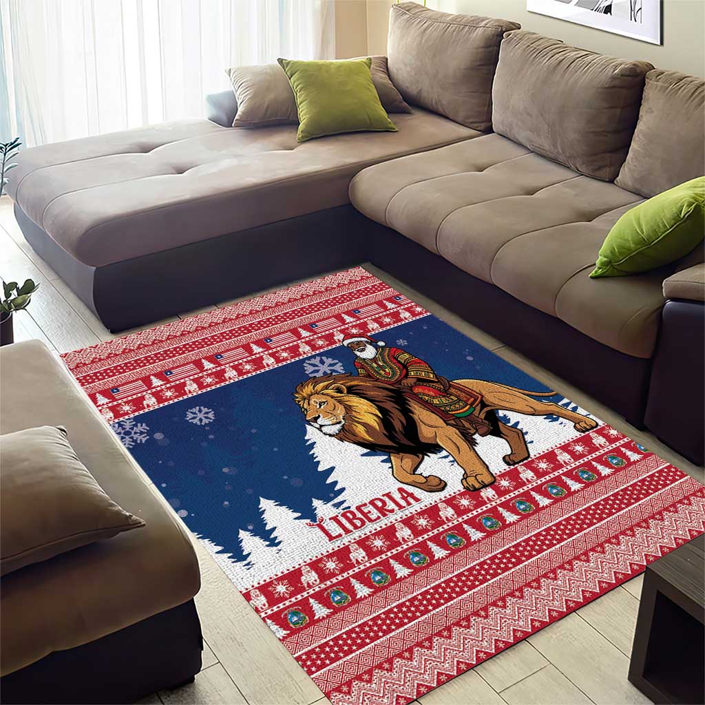 Afro Christmas in Liberia Area Rug Black Santa Riding Lion - Merry Christmas - African Pride