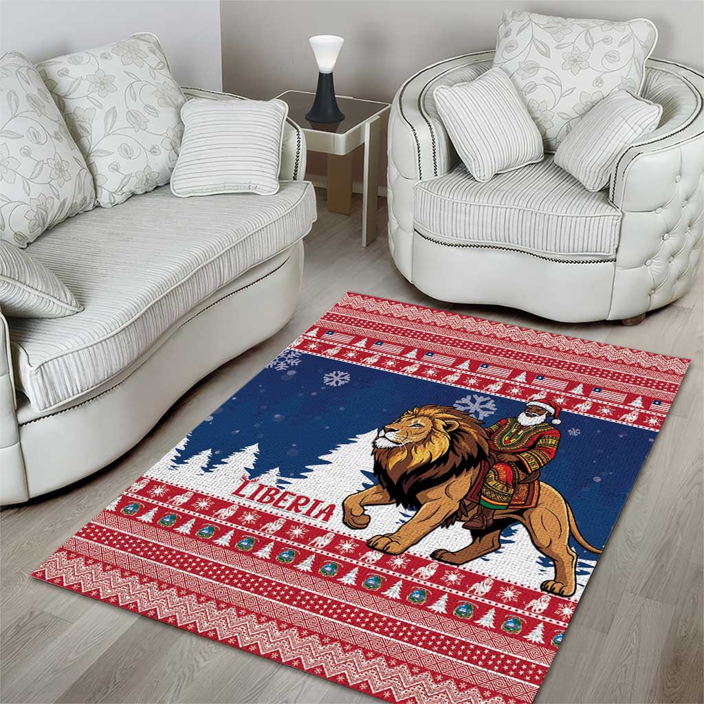 Afro Christmas in Liberia Area Rug Black Santa Riding Lion - Merry Christmas - African Pride