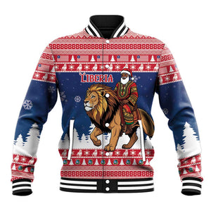 Personalized Afro Christmas in Liberia Baseball Jacket Black Santa Riding Lion - Merry Christmas - African Pride