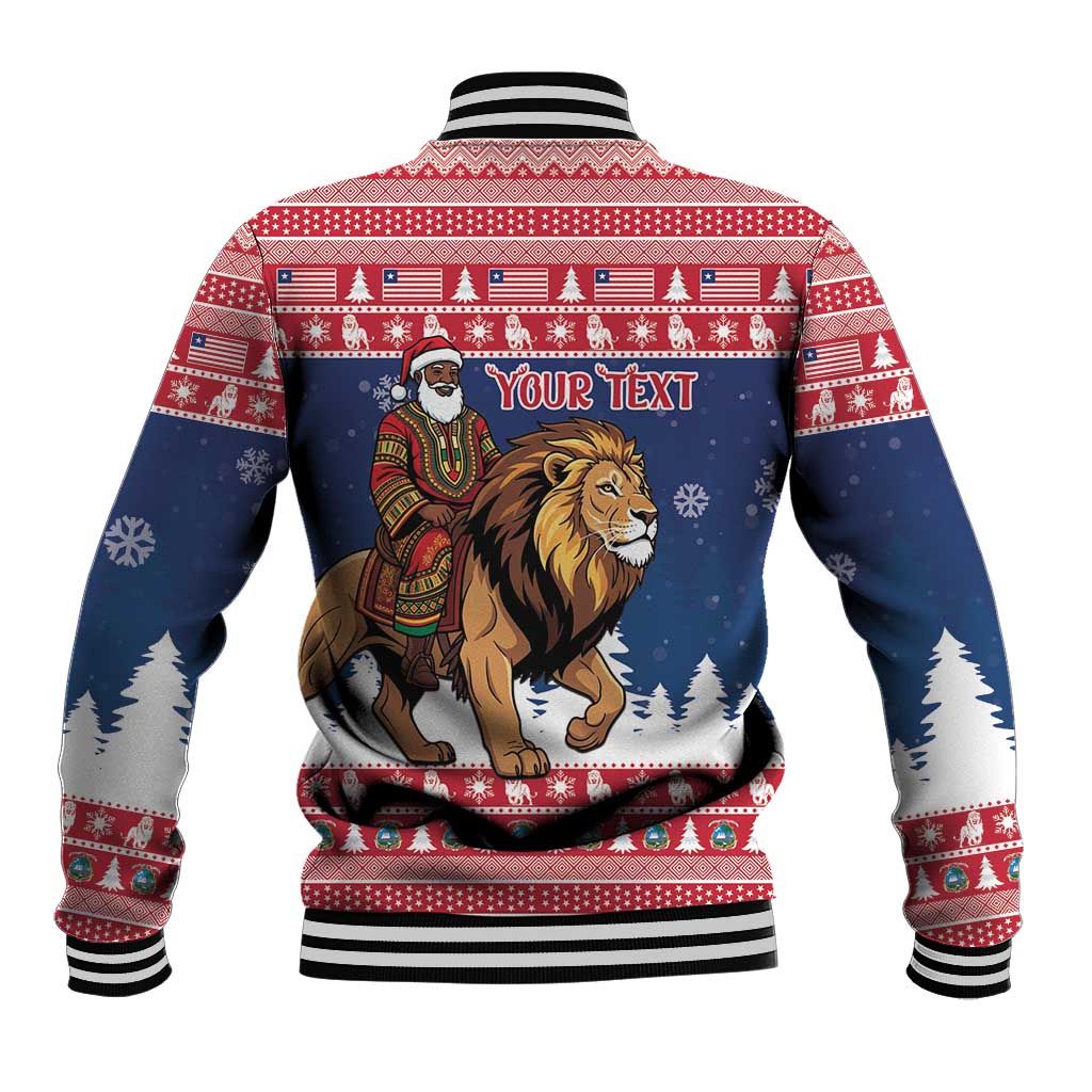 Personalized Afro Christmas in Liberia Baseball Jacket Black Santa Riding Lion - Merry Christmas - African Pride