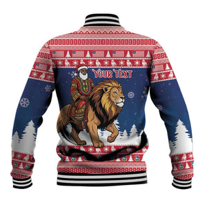 Personalized Afro Christmas in Liberia Baseball Jacket Black Santa Riding Lion - Merry Christmas - African Pride