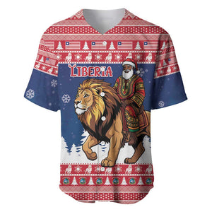 Personalized Afro Christmas in Liberia Baseball Jersey Black Santa Riding Lion - Merry Christmas - African Pride