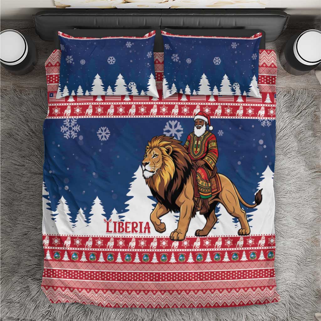 Afro Christmas in Liberia Bedding Set Black Santa Riding Lion - Merry Christmas - African Pride