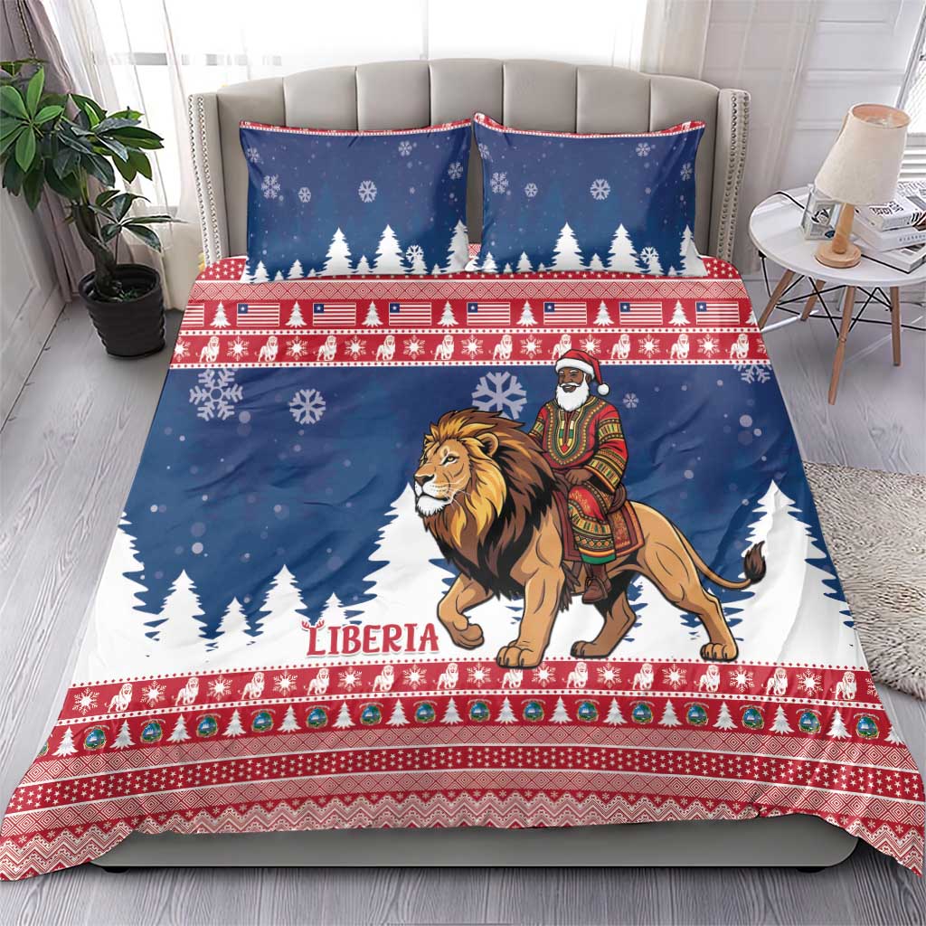 Afro Christmas in Liberia Bedding Set Black Santa Riding Lion - Merry Christmas - African Pride