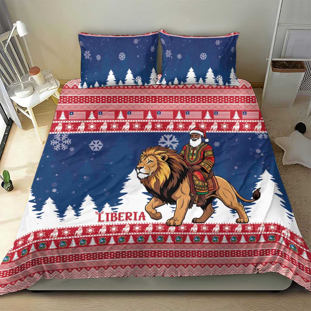 Afro Christmas in Liberia Bedding Set Black Santa Riding Lion - Merry Christmas - African Pride