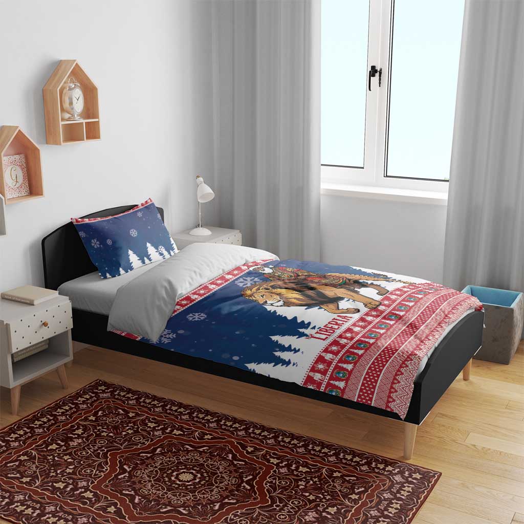 Afro Christmas in Liberia Bedding Set Black Santa Riding Lion - Merry Christmas - African Pride
