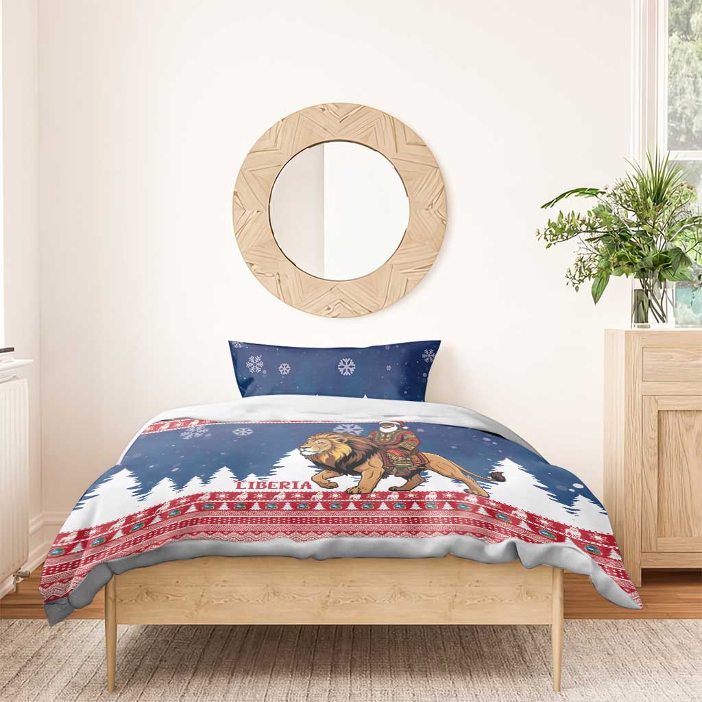 Afro Christmas in Liberia Bedding Set Black Santa Riding Lion - Merry Christmas - African Pride