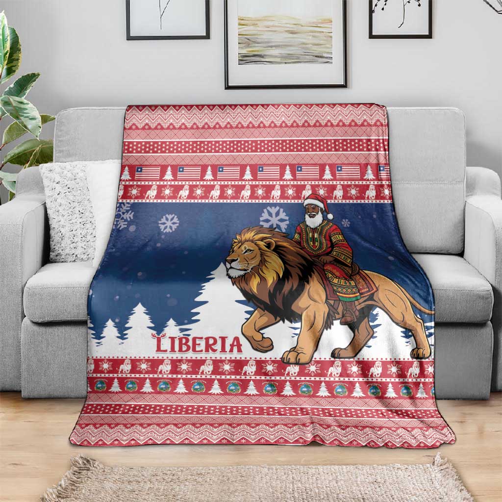 Afro Christmas in Liberia Blanket Black Santa Riding Lion - Merry Christmas - African Pride
